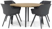 Tuinset Ronde Tuintafel 4 personen 130 cm Kunststof Grijs Hartman Sophie