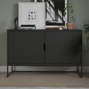 Tenzo Lipp Modern Dressoir Met Deuren Zwart - 118x43x76cm.