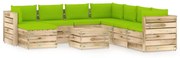 vidaXL 9-delige Loungeset met kussens groen geïmpregneerd hout