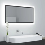 vidaXL Badkamerspiegel LED 90x8,5x37 cm spaanplaat hoogglans grijs