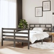 vidaXL Bedframe massief hout grijs 135x190 cm 4FT6 Double