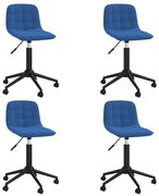 vidaXL Eetkamerstoelen draaibaar 4 st fluweel blauw