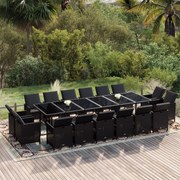 vidaXL 17-delige Tuinset met kussens poly rattan zwart