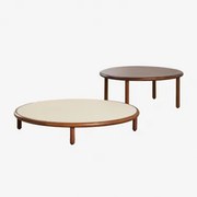 Set Van 2 Ronde Salontafels In Olivia Acaciahout Beige - Semoline - Donker Acaciabruin & Donker Acaciabruin - Sklum