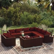 vidaXL 12-delige Loungeset met kussens poly rattan bruin