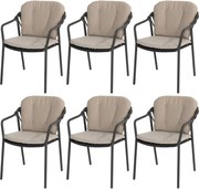 Manitoba stapelbare tuinstoel antraciet Taste 4SO set van 6