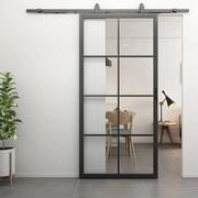 Stalen Schuifdeur Smartline 8 Vaks Helder Glas 236,0 X 96,0 Cm - Zwart - Incl. Rails