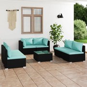 vidaXL 7-delige Loungeset met kussens poly rattan zwart