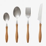 16-delige Bestekset Van Roestvrij Staal Met Beukenhouten Handvat Midra Grijs – Chroom - Sklum