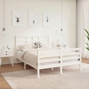 vidaXL Bedframe massief hout wit 120x190 cm 4FT Small Double