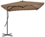 vidaXL Parasol met stalen paal 250x250 cm taupe