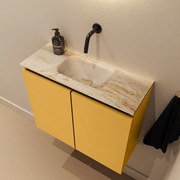 Mondiaz Ture DLux toiletmeubel 60cm ocher met wastafel frappe midden zonder kraangat