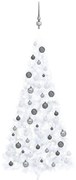 vidaXL Kunstkerstboom met LED's en kerstballen half 240 cm wit