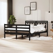 vidaXL Bedframe massief hout zwart 140x200 cm