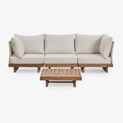Tuinset Met Modulaire 3-delige Bank Met 2 Hoekfauteuils En Salontafel Van Acaciahout Dailin Acacia Bruin - Sklum