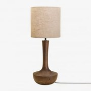 Tafellamp In Sintra Mangohout Donker Handvat Hout & Beige Linnen Ø30 Cm - ↑30 Cm Arlina - Sklum