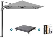 Platinum Voyager zweefparasol T1 2.5x2.5 m. - Light Grey met Modena voet en hoes