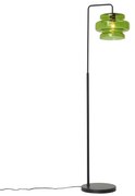 Retro vloerlamp zwart met groen glas - Denise