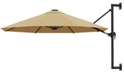 vidaXL Wandparasol met metalen paal 300 cm taupe