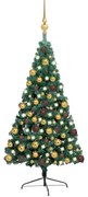 vidaXL Kunstkerstboom met LED's en kerstballen half 180 cm groen