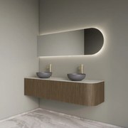 Gliss Design Alluro badmeubel ribbelfront met ronding rechts 160cm ash grey en wit marmer toppaneel