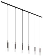 Modern railsysteem zwart met 6 hanglampen donker brons 1-fase - Slimline Loyce