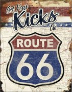 Metalen bord Route 66 - Get Your Kicks On