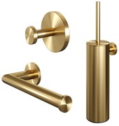 Brauer Gold Edition set met handdoekhaak, toiletrolhouder en toiletborstelset messing geborsteld PVD