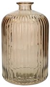 Ribbelvaas, recycled glas, oud roze, 23 cm