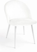 Set 4 White Vint Fluwelen Stoelen