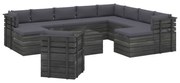 vidaXL 12-delige Loungeset pallet met kussens massief grenenhout