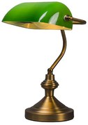 Smart klassieke tafellamp brons met groen glas incl. Wifi A60 - Banker
