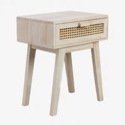 Rechthoekig Nachtkastje 45x30 Cm Met Lade Van Hout Ralik Design Natuurlijk Hout - Sklum