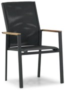 Tuinstoel stapelbaar Aluminium Grijs-antraciet Presto Ricadi   met teak arm
