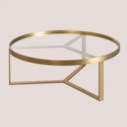 Ronde Salontafel Ø90 Cm Van Glas En Staal Amelia Mat Goud - Sklum