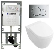 Villeroy Boch Subway 2.0 compact DirectFlush Toiletset - Geberit reservoir - bedieningsplaat glans chroom - softclose - quickrelease - wit 0701131/1024232/0700519/1025456/