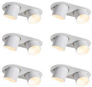 Set van 6 inbouwspots wit GU10 50mm 2-lichts - Installa Modern GU10 rond Binnenverlichting Lamp