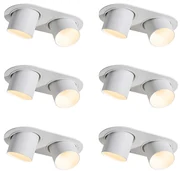 Set van 6 inbouwspots wit GU10 50mm 2-lichts - Installa Modern GU10 rond Binnenverlichting Lamp