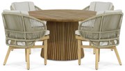 Tuinset Ronde Tuintafel 4 personen 140 cm Teakhout/rope Naturel teak Coco Almeria/Fungo