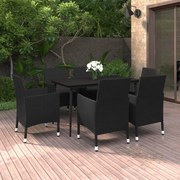 vidaXL 7-delige Tuinset met kussens poly rattan en glas