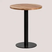 Ronde Bartafel Acacia Hout Macchiato Ø60 Cm & Zwart - Sklum