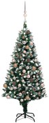 vidaXL Kunstkerstboom met LED's, kerstballen en dennenappels 180 cm