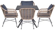 Garden Impressions Lucas tuinset 5-delig bruin - Rimini tuintafel 80x80 cm