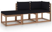 vidaXL 3-delige Loungeset pallet met kussens geïmpregneerd grenenhout