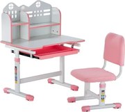 VEVOR Bureauset Kinderbureau Werktafel en stoel Hoogteverstelbaar (53-71 cm) Draagvermogen (100 kg) met boekenplank en lades voor Slaapkamer Studeerkamer School Roze