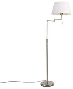 Stoffen Vloerlamp staal met witte kap en verstelbare arm - Ladas Deluxe Modern E27 rond Binnenverlichting Lamp