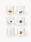 Handgemaakte waterglazen Animal Farm van borosilicaatglas, 6 stuks