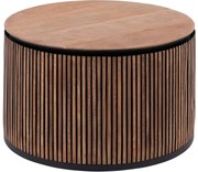 Goossens Salontafel Adel rond, hout teak bruin, stijlvol landelijk, 60 x 35 x 60 cm