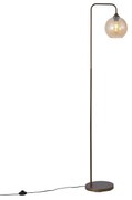 Art Deco vloerlamp donker brons met amber glas - Sandra