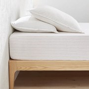 Hoeslaken in gewassen linnen, gestreept, omslag 35 cm, Linot